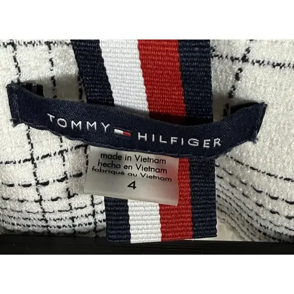 Tommy Hilfiger Blazer Size 4 Women black & white Plaid Lined Double Breasted - Picture 3 of 12